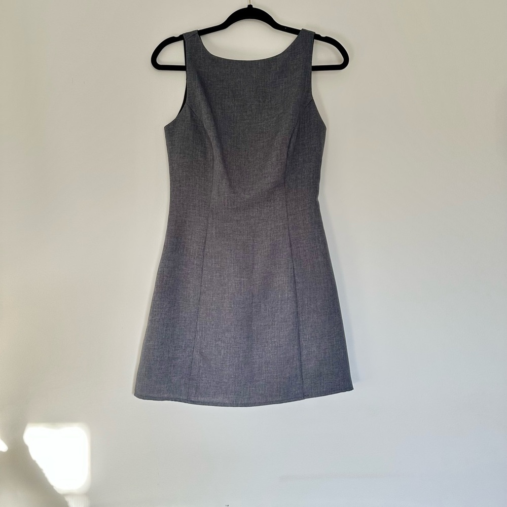 RIHOAS Grey Boatneck Sleevless Mini Dress